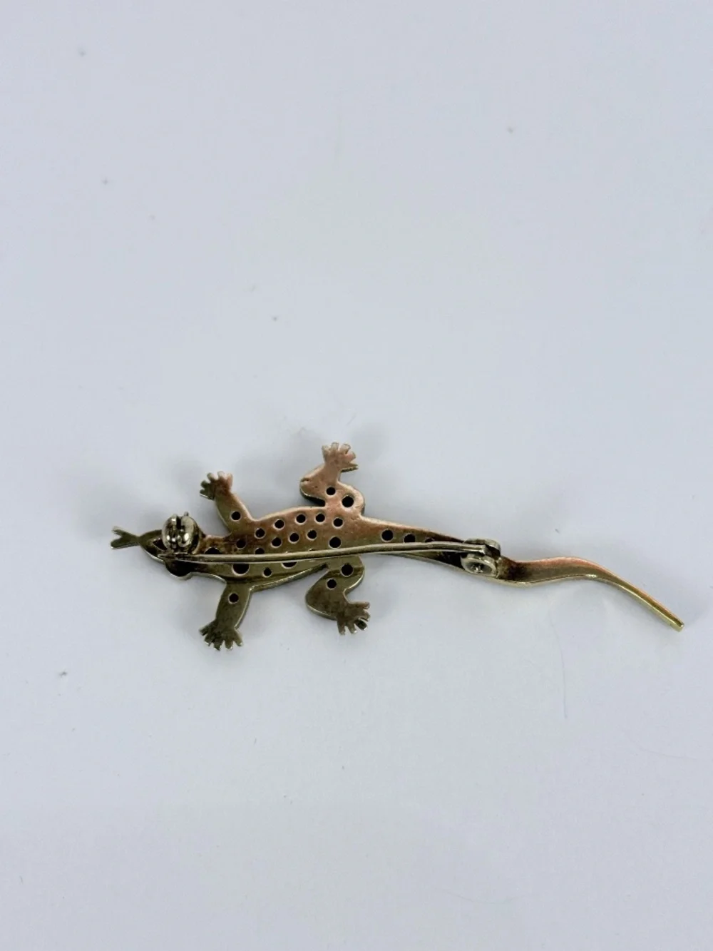 Victorian Bohemian Garnet Lizard Brooch/Pin in Vermeil Sterling Silver